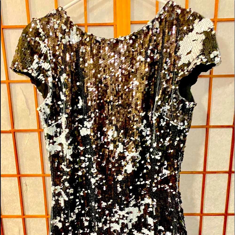 Black & White, Sheath, Midi Sequined Cocktail Dress